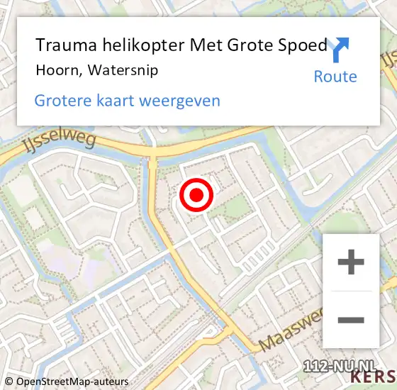 Locatie op kaart van de 112 melding: Trauma helikopter Met Grote Spoed Naar Hoorn, Watersnip op 24 december 2023 22:22