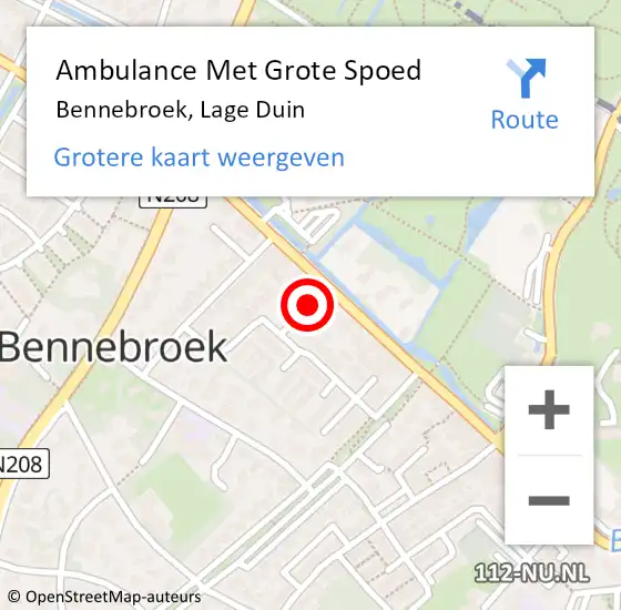 Locatie op kaart van de 112 melding: Ambulance Met Grote Spoed Naar Bennebroek, Lage Duin op 24 december 2023 22:23