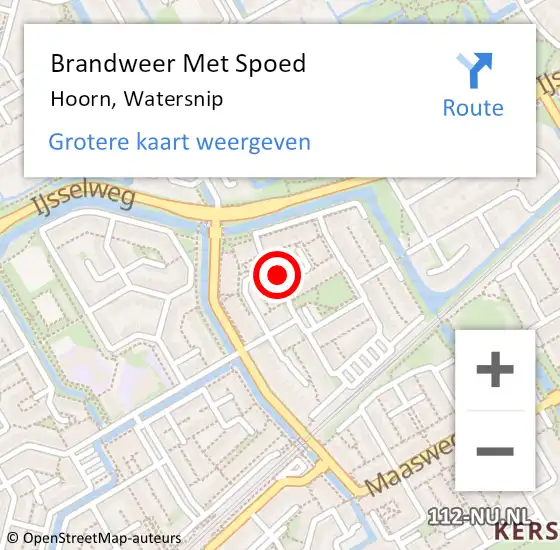 Locatie op kaart van de 112 melding: Brandweer Met Spoed Naar Hoorn, Watersnip op 24 december 2023 22:39