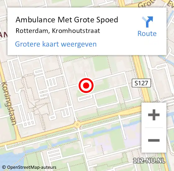 Locatie op kaart van de 112 melding: Ambulance Met Grote Spoed Naar Rotterdam, Kromhoutstraat op 24 december 2023 22:59