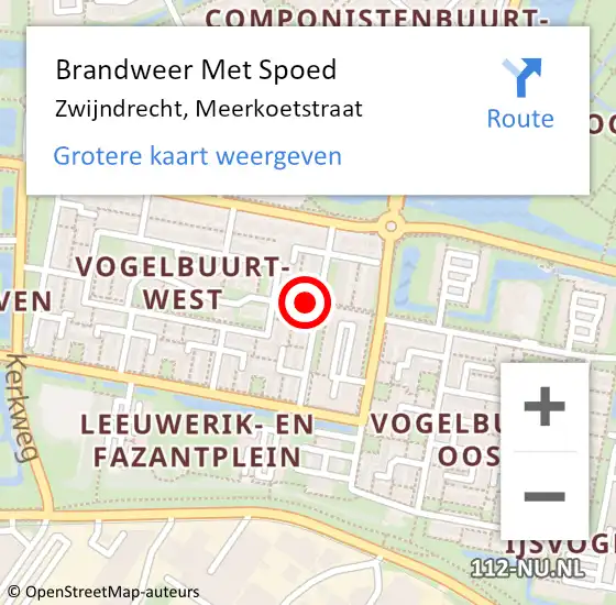 Locatie op kaart van de 112 melding: Brandweer Met Spoed Naar Zwijndrecht, Meerkoetstraat op 24 december 2023 23:34