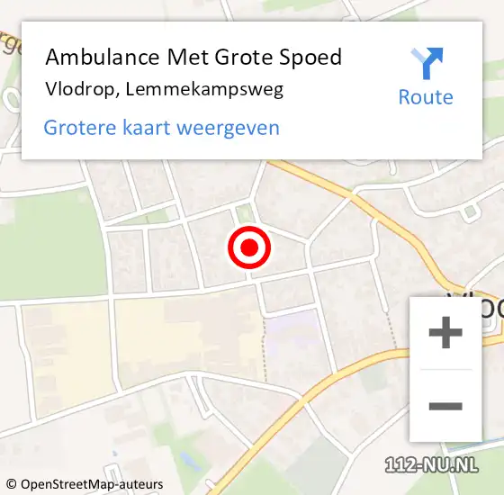 Locatie op kaart van de 112 melding: Ambulance Met Grote Spoed Naar Vlodrop, Lemmekampsweg op 24 december 2023 23:36
