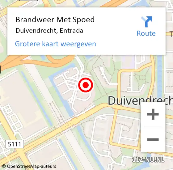 Locatie op kaart van de 112 melding: Brandweer Met Spoed Naar Duivendrecht, Entrada op 24 december 2023 23:37