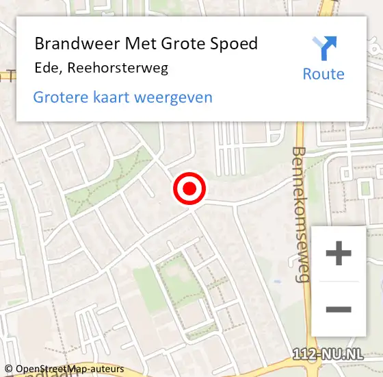 Locatie op kaart van de 112 melding: Brandweer Met Grote Spoed Naar Ede, Reehorsterweg op 24 december 2023 23:52