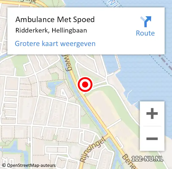 Locatie op kaart van de 112 melding: Ambulance Met Spoed Naar Ridderkerk, Hellingbaan op 24 december 2023 23:55