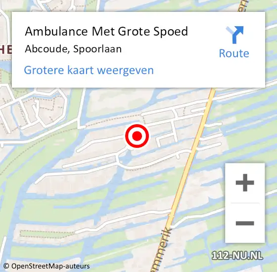 Locatie op kaart van de 112 melding: Ambulance Met Grote Spoed Naar Abcoude, Spoorlaan op 25 december 2023 00:01