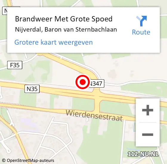 Locatie op kaart van de 112 melding: Brandweer Met Grote Spoed Naar Nijverdal, Baron van Sternbachlaan op 25 december 2023 00:07