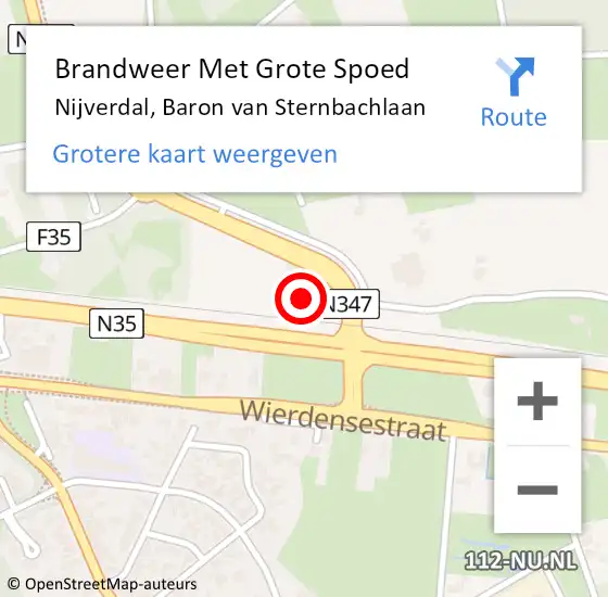 Locatie op kaart van de 112 melding: Brandweer Met Grote Spoed Naar Nijverdal, Baron van Sternbachlaan op 25 december 2023 00:09