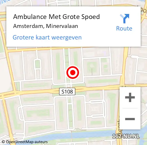 Locatie op kaart van de 112 melding: Ambulance Met Grote Spoed Naar Amsterdam, Minervalaan op 25 december 2023 01:17