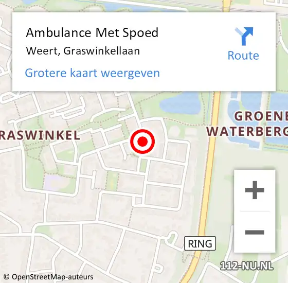 Locatie op kaart van de 112 melding: Ambulance Met Spoed Naar Weert, Graswinkellaan op 25 december 2023 01:22