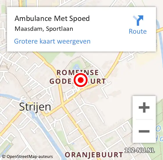 Locatie op kaart van de 112 melding: Ambulance Met Spoed Naar Maasdam, Sportlaan op 25 december 2023 02:24