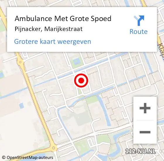 Locatie op kaart van de 112 melding: Ambulance Met Grote Spoed Naar Pijnacker, Marijkestraat op 25 december 2023 03:14