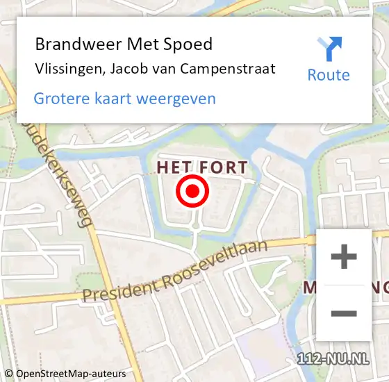 Locatie op kaart van de 112 melding: Brandweer Met Spoed Naar Vlissingen, Jacob van Campenstraat op 25 december 2023 03:52