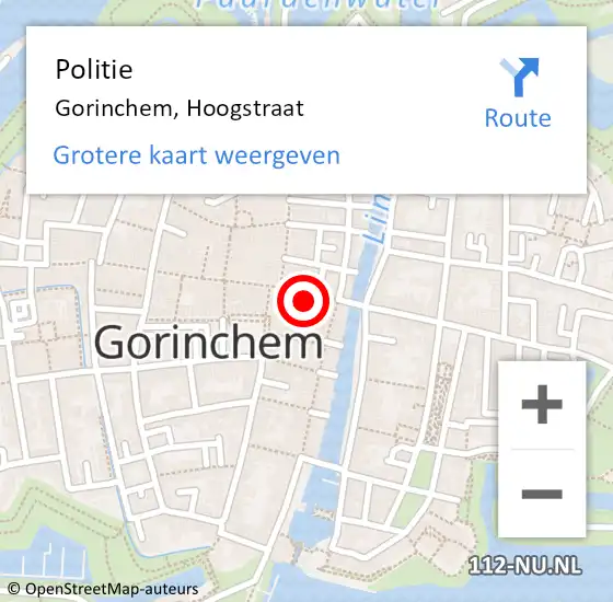 Locatie op kaart van de 112 melding: Politie Gorinchem, Hoogstraat op 25 december 2023 03:54