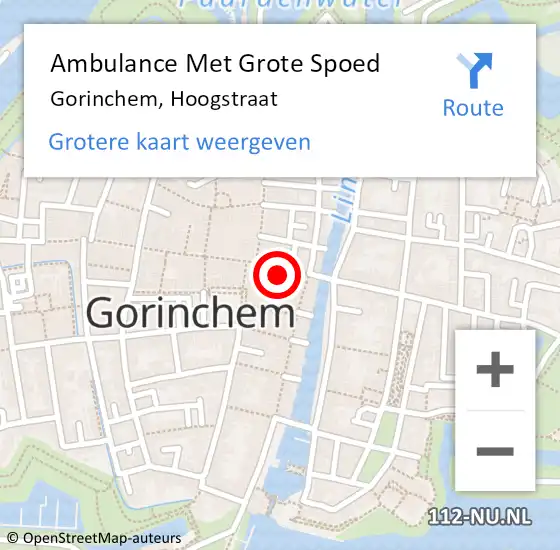 Locatie op kaart van de 112 melding: Ambulance Met Grote Spoed Naar Gorinchem, Hoogstraat op 25 december 2023 03:57