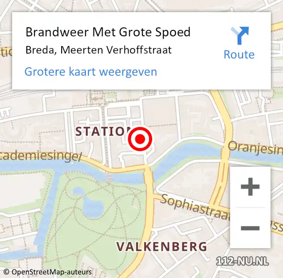 Locatie op kaart van de 112 melding: Brandweer Met Grote Spoed Naar Breda, Meerten Verhoffstraat op 25 december 2023 04:23