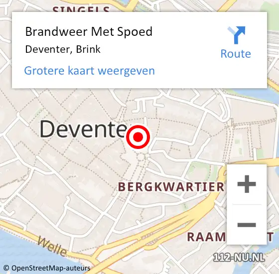 Locatie op kaart van de 112 melding: Brandweer Met Spoed Naar Deventer, Brink op 25 december 2023 05:10