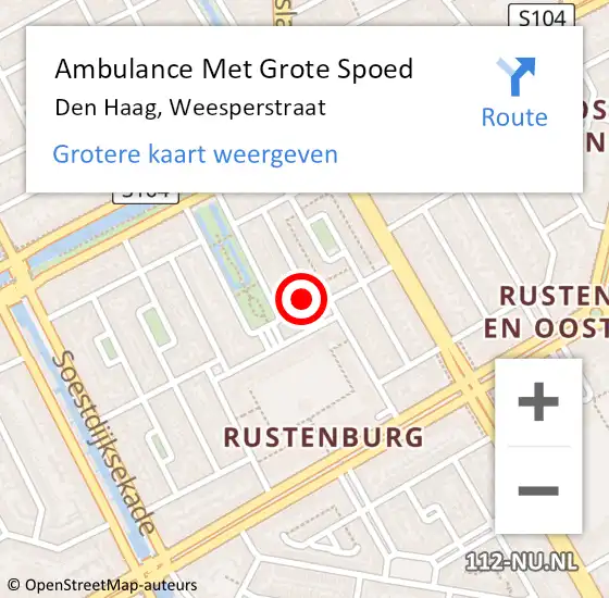 Locatie op kaart van de 112 melding: Ambulance Met Grote Spoed Naar Den Haag, Weesperstraat op 25 december 2023 07:00