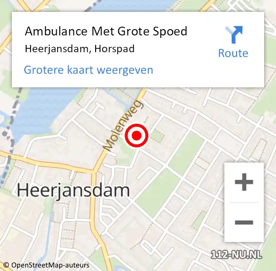 Locatie op kaart van de 112 melding: Ambulance Met Grote Spoed Naar Heerjansdam, Horspad op 25 december 2023 08:15