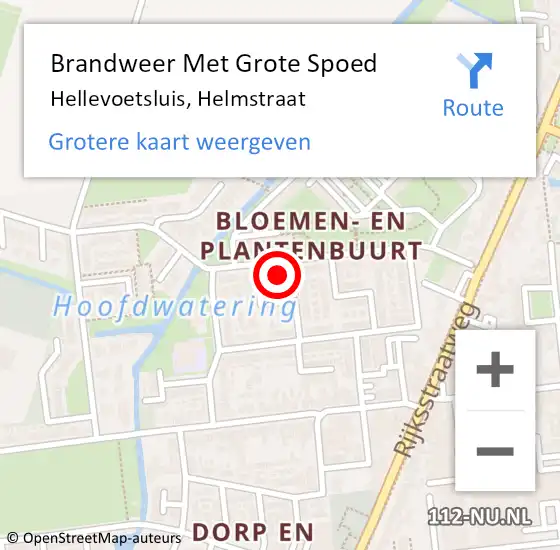 Locatie op kaart van de 112 melding: Brandweer Met Grote Spoed Naar Hellevoetsluis, Helmstraat op 25 december 2023 09:40