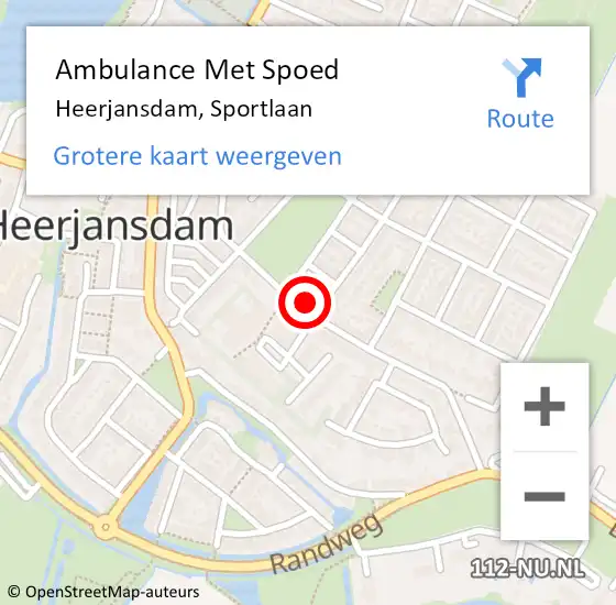 Locatie op kaart van de 112 melding: Ambulance Met Spoed Naar Heerjansdam, Sportlaan op 25 december 2023 09:53