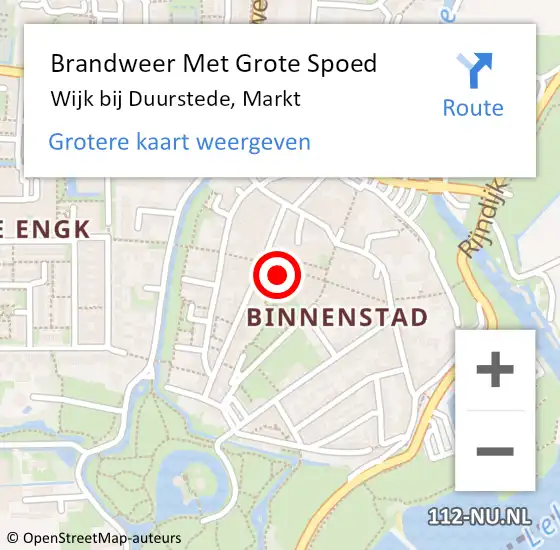 Locatie op kaart van de 112 melding: Brandweer Met Grote Spoed Naar Wijk bij Duurstede, Markt op 25 december 2023 10:00