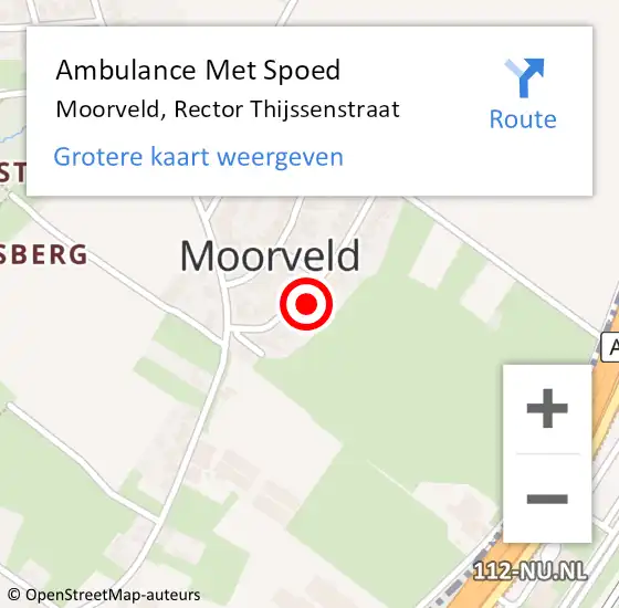 Locatie op kaart van de 112 melding: Ambulance Met Spoed Naar Moorveld, Rector Thijssenstraat op 15 oktober 2013 05:02