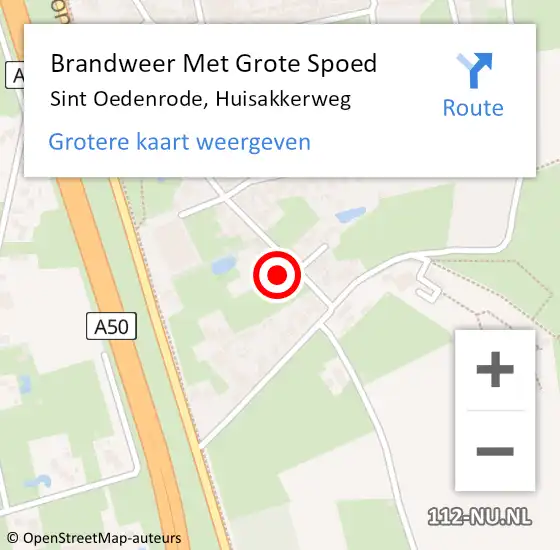Locatie op kaart van de 112 melding: Brandweer Met Grote Spoed Naar Sint Oedenrode, Huisakkerweg op 25 december 2023 10:45