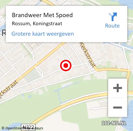 Locatie op kaart van de 112 melding: Brandweer Met Spoed Naar Rossum, Koningstraat op 25 december 2023 11:11