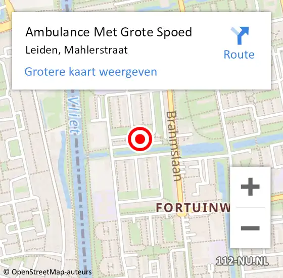 Locatie op kaart van de 112 melding: Ambulance Met Grote Spoed Naar Leiden, Mahlerstraat op 25 december 2023 11:15