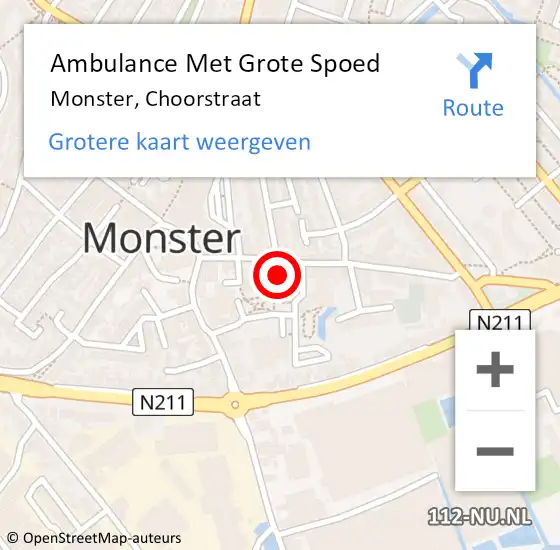 Locatie op kaart van de 112 melding: Ambulance Met Grote Spoed Naar Monster, Choorstraat op 25 december 2023 11:39