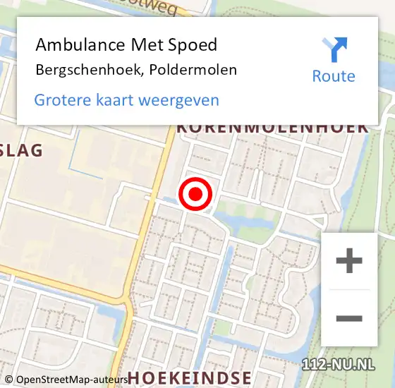 Locatie op kaart van de 112 melding: Ambulance Met Spoed Naar Bergschenhoek, Poldermolen op 25 december 2023 11:55
