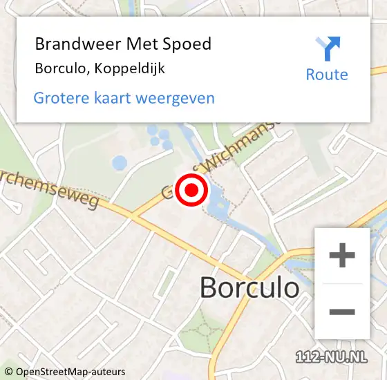 Locatie op kaart van de 112 melding: Brandweer Met Spoed Naar Borculo, Koppeldijk op 25 december 2023 12:22