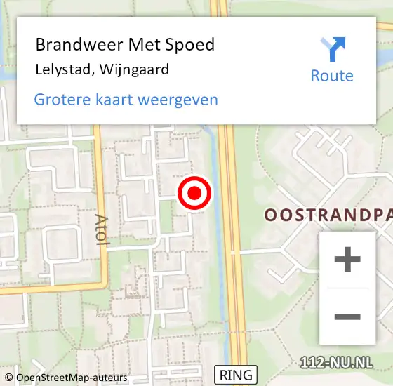 Locatie op kaart van de 112 melding: Brandweer Met Spoed Naar Lelystad, Wijngaard op 25 december 2023 12:24