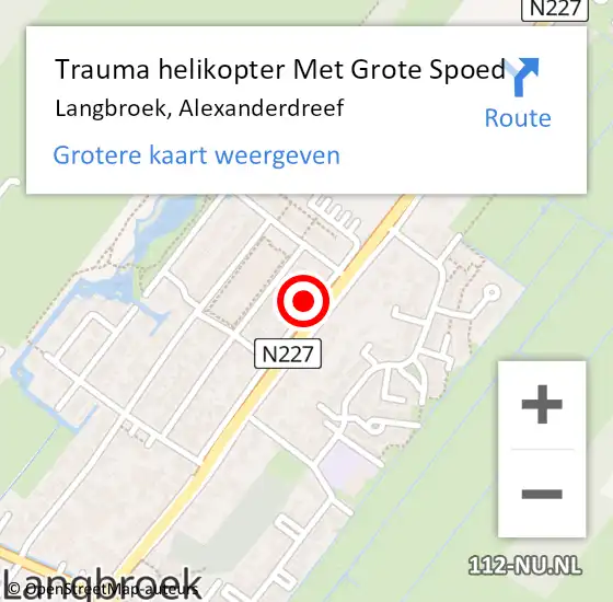 Locatie op kaart van de 112 melding: Trauma helikopter Met Grote Spoed Naar Langbroek, Alexanderdreef op 25 december 2023 12:54