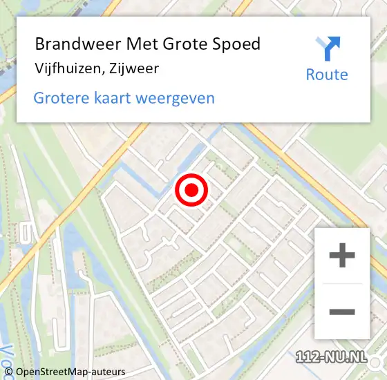 Locatie op kaart van de 112 melding: Brandweer Met Grote Spoed Naar Vijfhuizen, Zijweer op 19 september 2014 17:15