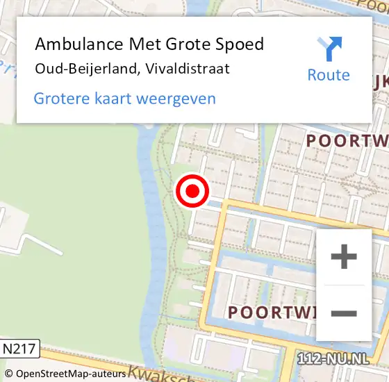 Locatie op kaart van de 112 melding: Ambulance Met Grote Spoed Naar Oud-Beijerland, Vivaldistraat op 25 december 2023 13:01