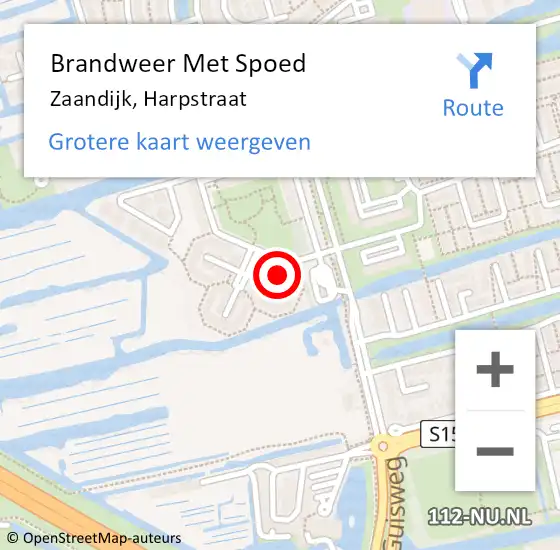 Locatie op kaart van de 112 melding: Brandweer Met Spoed Naar Zaandijk, Harpstraat op 25 december 2023 13:13