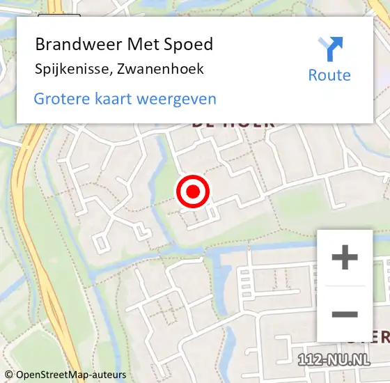 Locatie op kaart van de 112 melding: Brandweer Met Spoed Naar Spijkenisse, Zwanenhoek op 25 december 2023 13:32