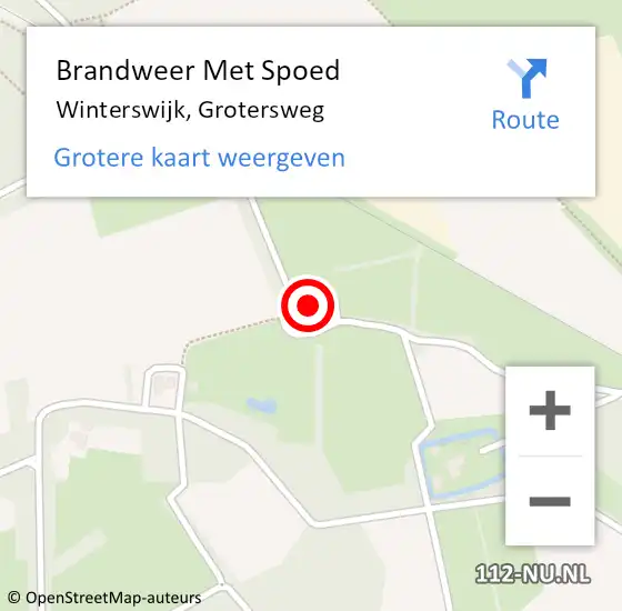 Locatie op kaart van de 112 melding: Brandweer Met Spoed Naar Winterswijk, Grotersweg op 25 december 2023 13:58