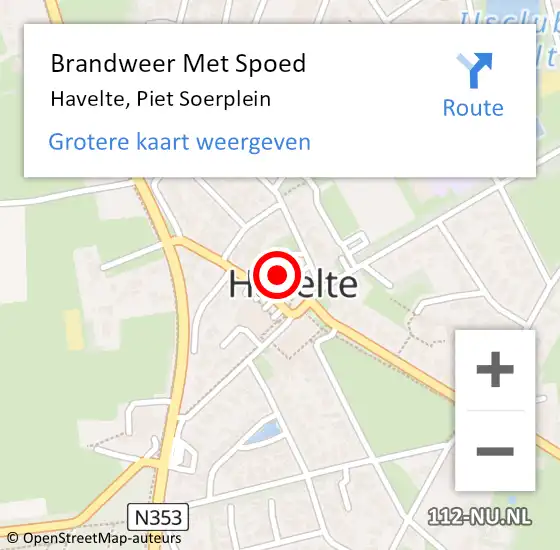 Locatie op kaart van de 112 melding: Brandweer Met Spoed Naar Havelte, Piet Soerplein op 25 december 2023 14:02
