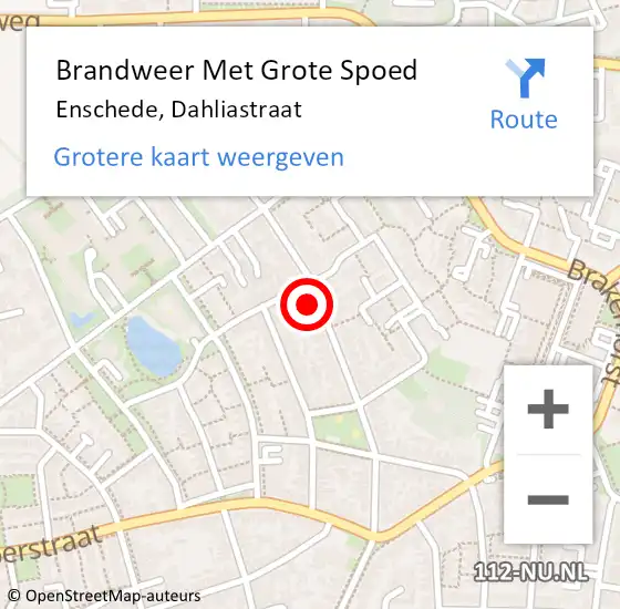 Locatie op kaart van de 112 melding: Brandweer Met Grote Spoed Naar Enschede, Dahliastraat op 25 december 2023 14:36