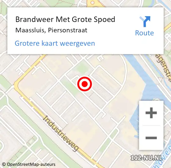 Locatie op kaart van de 112 melding: Brandweer Met Grote Spoed Naar Maassluis, Piersonstraat op 25 december 2023 14:55