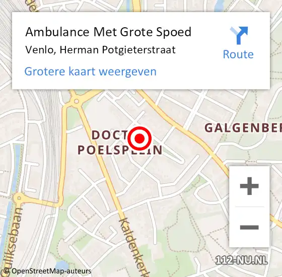 Locatie op kaart van de 112 melding: Ambulance Met Grote Spoed Naar Venlo, Herman Potgieterstraat op 19 september 2014 17:25