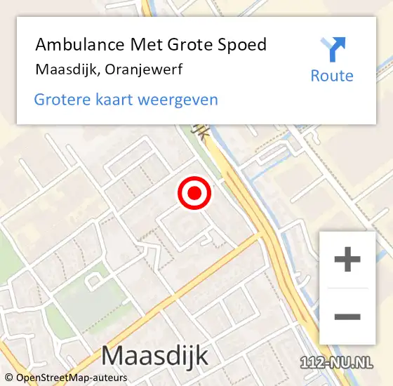 Locatie op kaart van de 112 melding: Ambulance Met Grote Spoed Naar Maasdijk, Oranjewerf op 25 december 2023 15:02