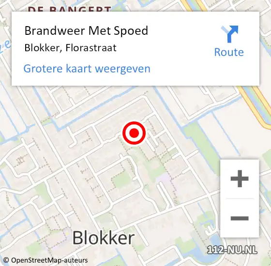 Locatie op kaart van de 112 melding: Brandweer Met Spoed Naar Blokker, Florastraat op 25 december 2023 15:03