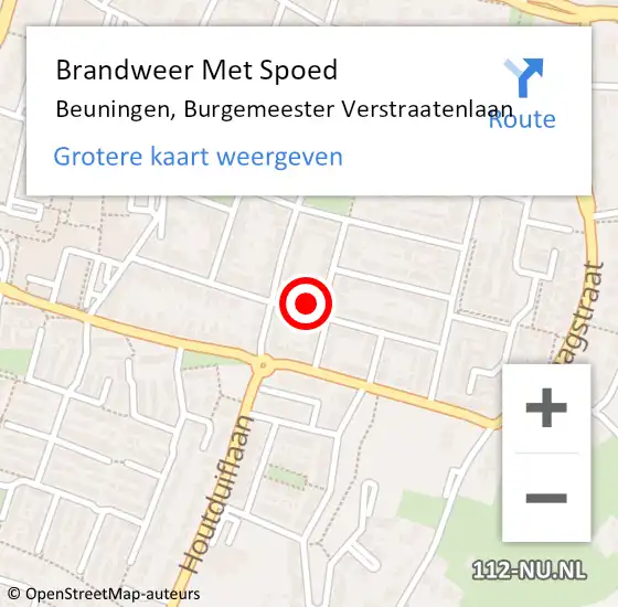 Locatie op kaart van de 112 melding: Brandweer Met Spoed Naar Beuningen, Burgemeester Verstraatenlaan op 25 december 2023 15:05