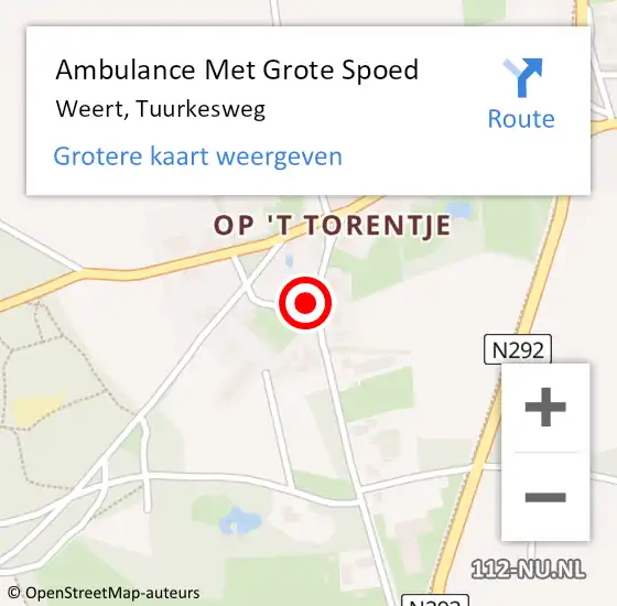 Locatie op kaart van de 112 melding: Ambulance Met Grote Spoed Naar Weert, Tuurkesweg op 25 december 2023 15:07