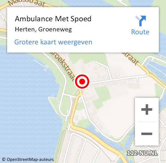 Locatie op kaart van de 112 melding: Ambulance Met Spoed Naar Herten, Groeneweg op 25 december 2023 15:12