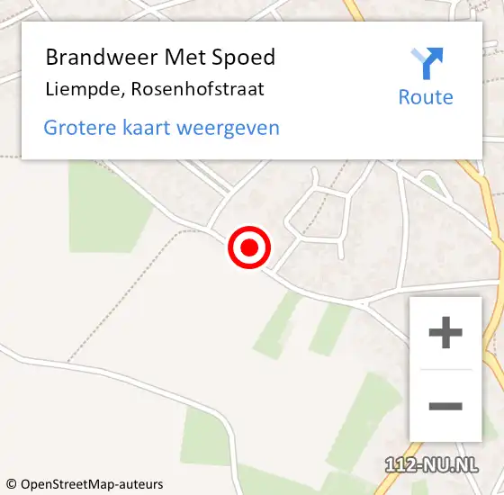 Locatie op kaart van de 112 melding: Brandweer Met Spoed Naar Liempde, Rosenhofstraat op 25 december 2023 15:19